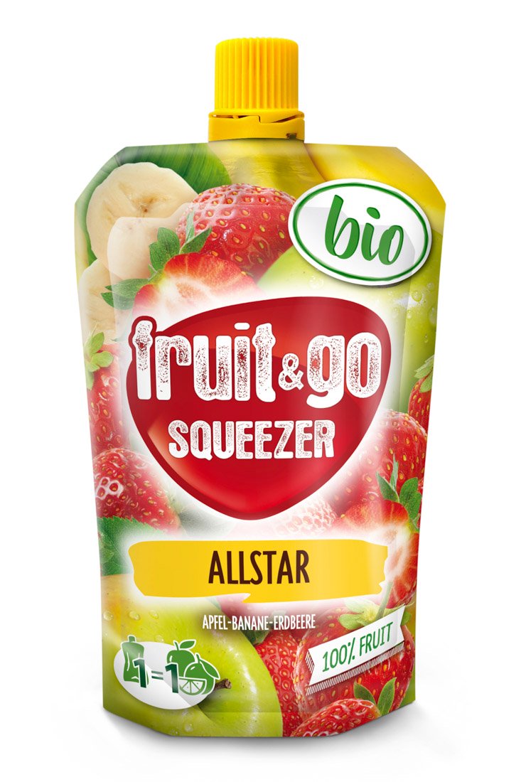 Bio fruit&​go squeezer jablko, banán, jahoda